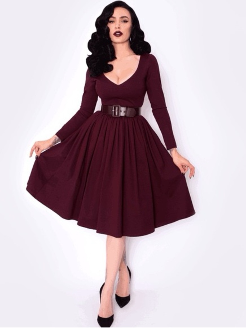 La Femme en Noir- Marilyn Swing Dress in BLACK * NOT Oxblood * XS
